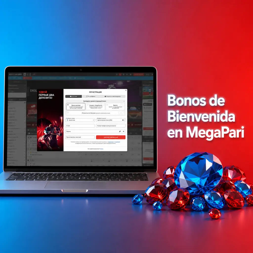 Paquete de bienvenida MegaPari con bonos de depósito y giros gratis
