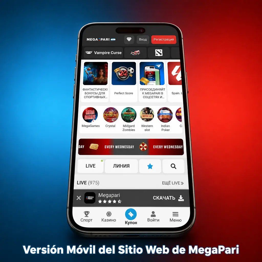 Versión móvil de MegaPari en celular y tablet